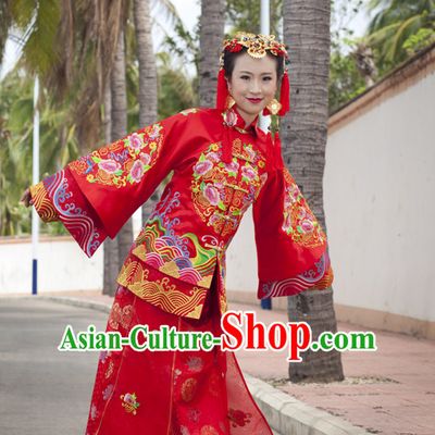Most Beautiful Chinese Wedding Attire and Hair Accessories Complete Set for Brides
