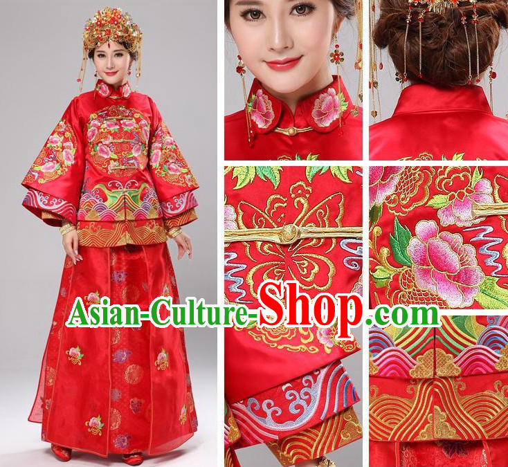 Chinese wedding dress traditional bridal costumes and hair accessories Chinese wedding dress traditional bridal costumes and hair accessories