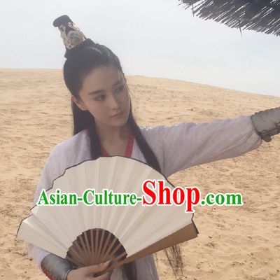 Ancient Chinese Black Long Swordswoman Wigs