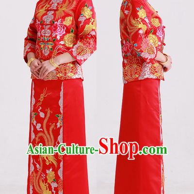 Chinese Fashion Bridal Dress and Hair Accessories Complete Set for Brides