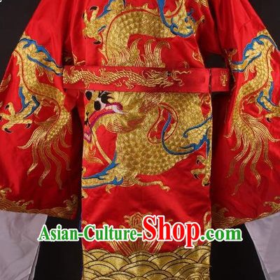Chinese Traditional Dress Oriental Clothing Theatrical Costumes Opera Costume Dragon Embroidered Long Robe for Men