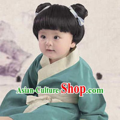 Traditional Chinese Photo Costume Hanfu Dress and Hat Complete Set for Children