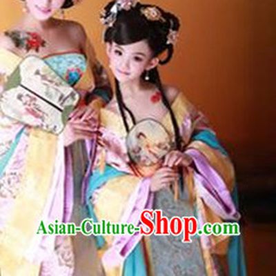 Traditional Chinese Photo Costume Princes Dress and Hair Accessories Complete Set for Children