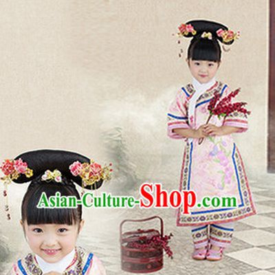 Traditional Chinese Qing Princess Clothes for Kids Girls