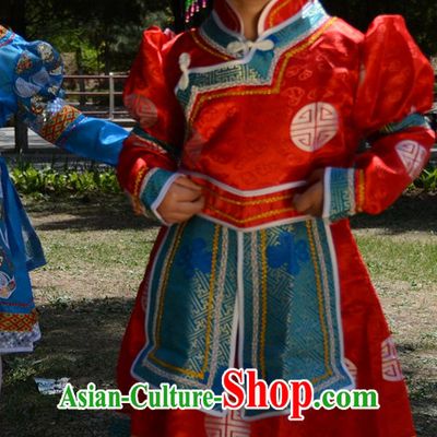 Traditional Chinese Photo Costume Mongolian Costume and Hat Complete Set for Girls
