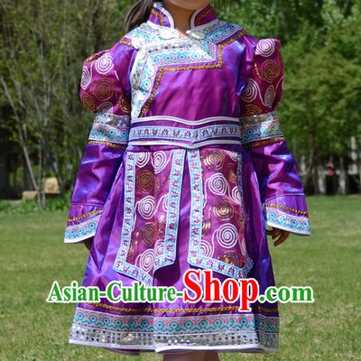 Traditional Chinese Photo Costume Mongolian Costume and Hat Complete Set for Girls