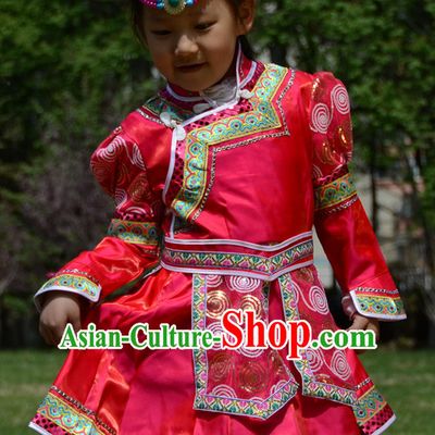 Traditional Chinese Photo Costume Mongolian Costume and Hat Complete Set for Girls