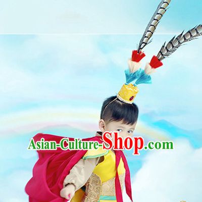 Traditional Chinese Photo Costume Sun Wukong Costumes and Hair Accessories for Kids Boys