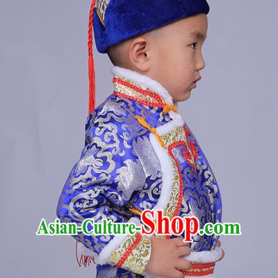Traditional Chinese Mongolian Dress and Hat Complete Set Kids