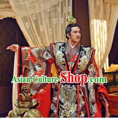 Traditional Chinese Emperor Dragon Robe and Crown Complete Set for Men