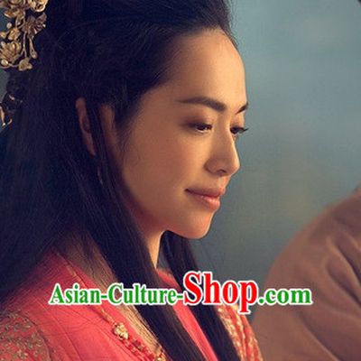 Handmade Chinese Palace Beauty Black Wigs and Hair Ornaments