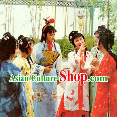 Traditional Chinese Jia Baoyu and Lin Daiyu Costumes 2 Sets for Women and Men