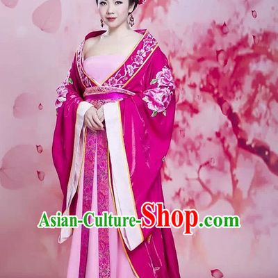Traditional Chinese Tang Dynasty Costumes and Hair Accessories Complete Set for Women