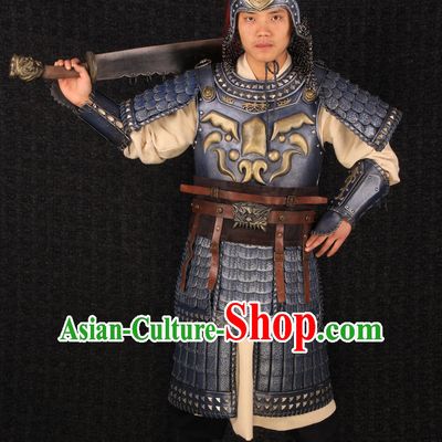 Chinese Halloween Cosplay General Armor Costumes and Helmet Complete Set for Men