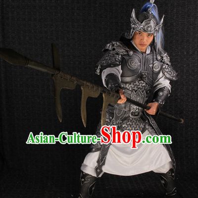 Ancient Chinese Superhero General Armor Costumes and Helmet Complete Set for Men