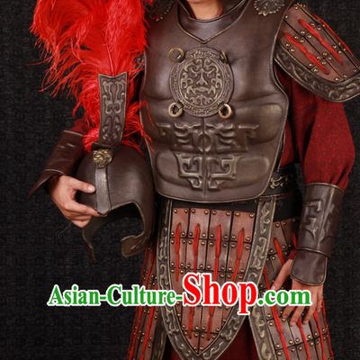 Ancient Chinese Superhero General Armor Clothing Suit and Helmet Complete Set for Men