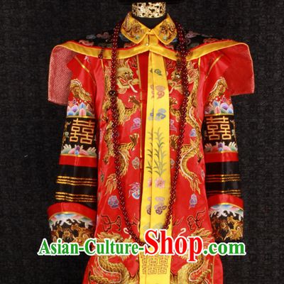 Ancient Chinese Princess Wedding Clothing Suit and Hat Complete Set for Women