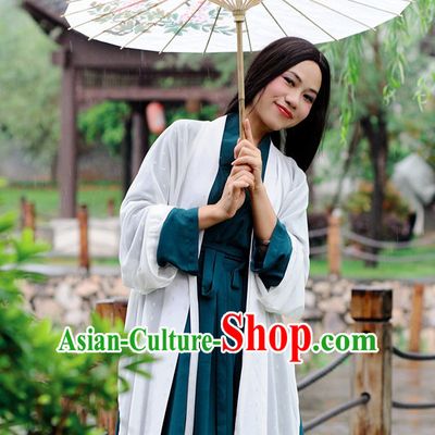 Ancient Chinese Hanfu Clothes and Umbrella Complete Set for Women