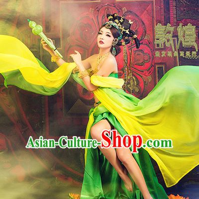 Chinese Halloween Cosplay Fei Tian Apsaras Costumes and Hair Ornaments Complete Set for Women