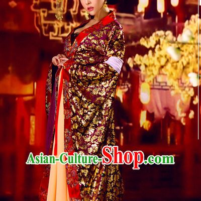 Chinese Halloween Cosplay Empress Costumes and Hair Ornaments Complete Set for Women