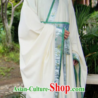 White Ancient Chinese Scholar Robe Complete Set