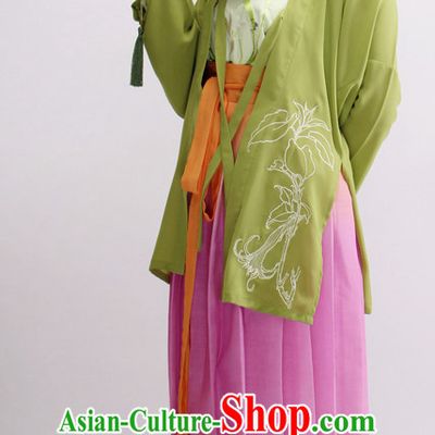 Ancient Chinese Classical Dancing Costumes and Fan Complete Set for Women