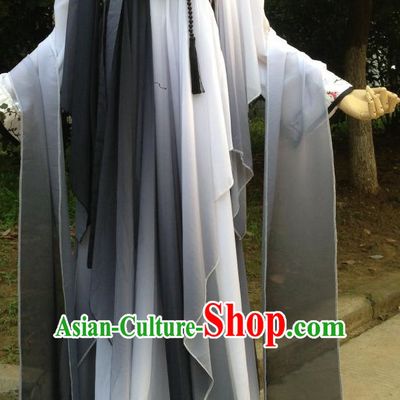 Color Transition Black White Ancient Chinese Clothing Complete Set for Women