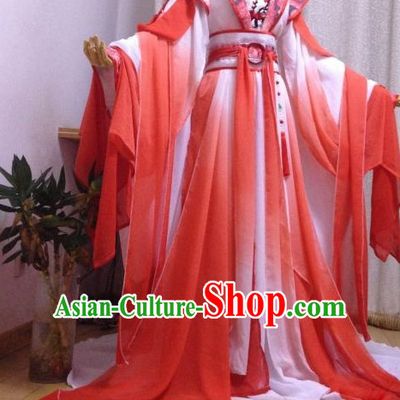 Red Romantic Ancient Chinese Queen Costumes Complete Set for Women