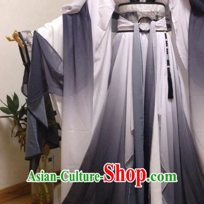 Color Transition Black and White Ancient Chinese Queen Costume Complete Set for Women