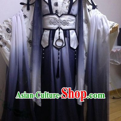 Black White Ancient Chinese Princess Clothes Complete Set for Women