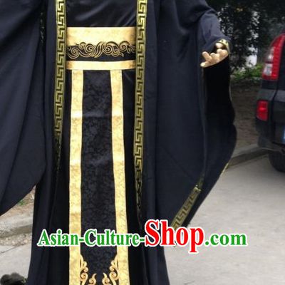 Black Ancient Chinese Male Clothes Complete Set