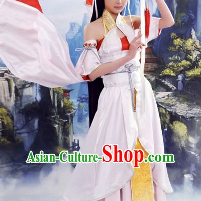 Traditional Chinese Sexy Fairy Costumes and Hair Accessories Complete Set for Women