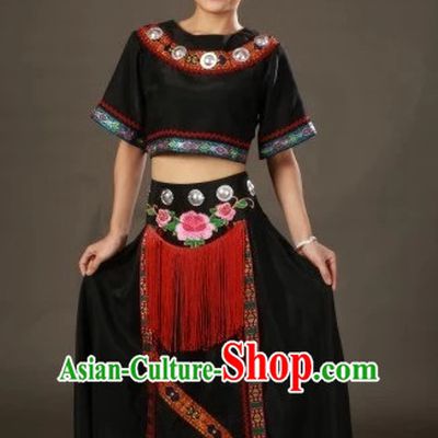 Traditional Chinese Ethnic Clothing and Hat Complete Set for Women