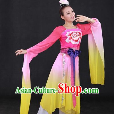 Long Sleeves Traditional Chinese Classical Dancing Costumes and Hair Accessories Complete Set for Women
