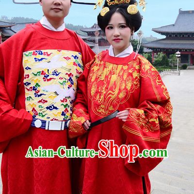 Ancient Chinese Traditional Bridal Wedding Ceremonial Dresses for Men and Women