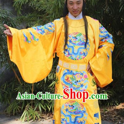 Ancient Chinese Ming Dynasty Emperor Robe and Hat Complete Set for Men