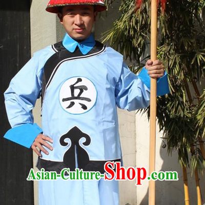 Chinese Qing Dynasty Solider Dress and Hat Complete Set