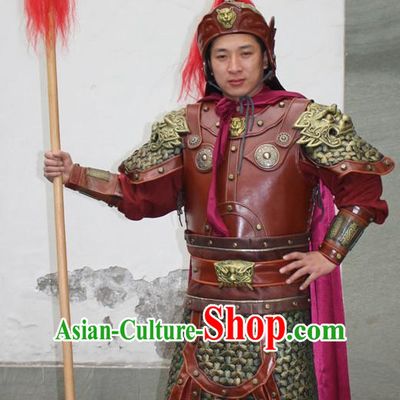 Ancient Chinese General Armor Costumes and Helmet Complete Set for Men