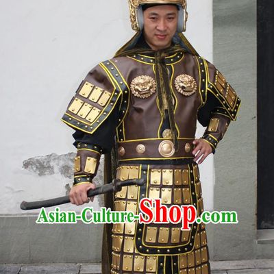 Ancient Chinese General Armor Costumes and Helmet Complete Set for Men