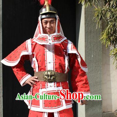 Ancient Chinese General Armor Clothing and Helmet Complete Set for Men