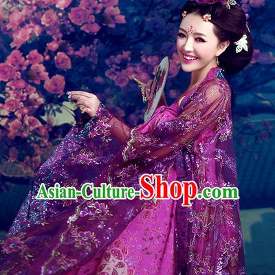 Ancient Chinese Queen Clothing and Hair Accessories Complete Set for Women