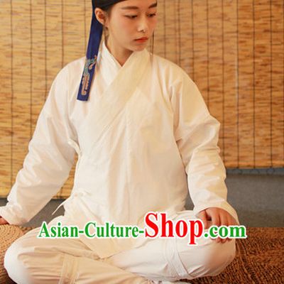 Chinese Ancient White Hanfu Inside Clothing Complete Set