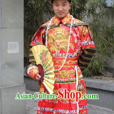 Chinese Ancient Emperor Costumes and Crown Complete Set for Men