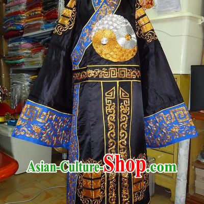 Chinese Ancient Taoist Costumes and Hat Complete Set for Men