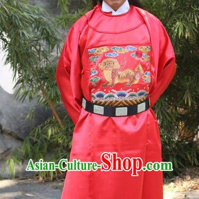 Chinese Ancient Ming Dynasty Prime Minister Costumes and Hat Complete Set for Men