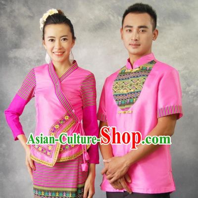 Traditional Thailand Customs Male and Female Clothes 2 Sets