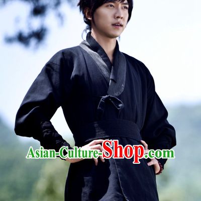 Ancient Korean Black Kung Fu Master Male Clothing