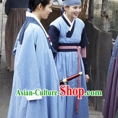 Ancient Korean Female Superhero Costume and Headwear Complete Set