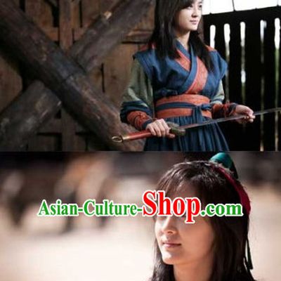 Ancient Korean Female Bodyguard Costume and Headband Complete Set