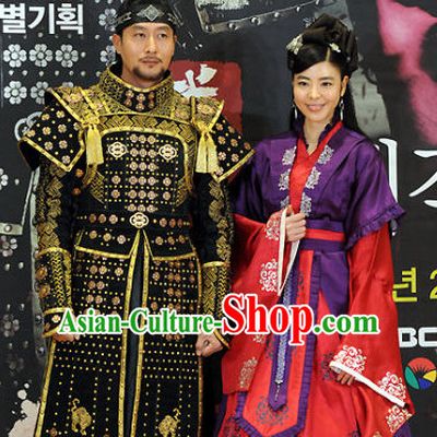 Ancient Korean Imperial General Armor Costumes and Headpieces Complete Set